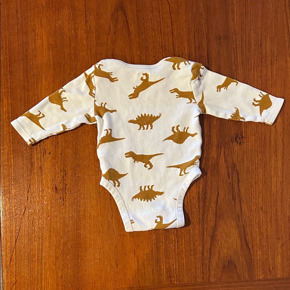 Old Navy White and Camel Colored Dinosaur Onesie - Picture 3 of 3
